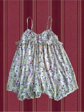 Urban Outfitters Light Green Floral Ruffle Mini Dress